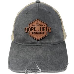 Adams Trucker Hat Gray One Size God's Pit Crew Hope Help Restoration Snapback